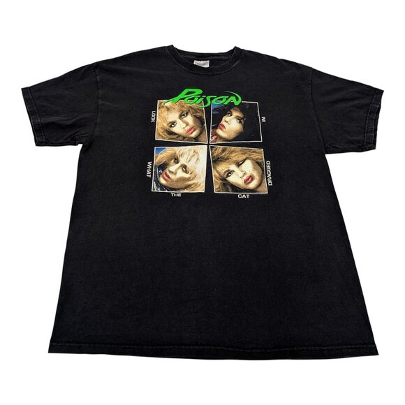 Hanes Other - Vintage Poison Shirt XL Black Look What The Cat Dragged In Band Tee 2003